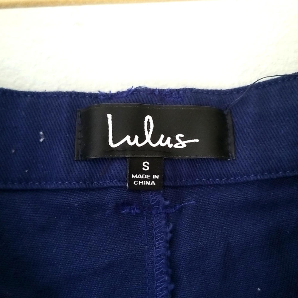Lulus Navy Blue Tutor Button up mini skirt, sz S pockets - Picture 6 of 6